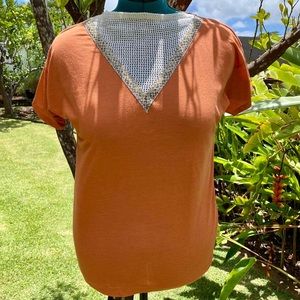 Vintage 80s Rust Short Sleeve T Shirt Blouse